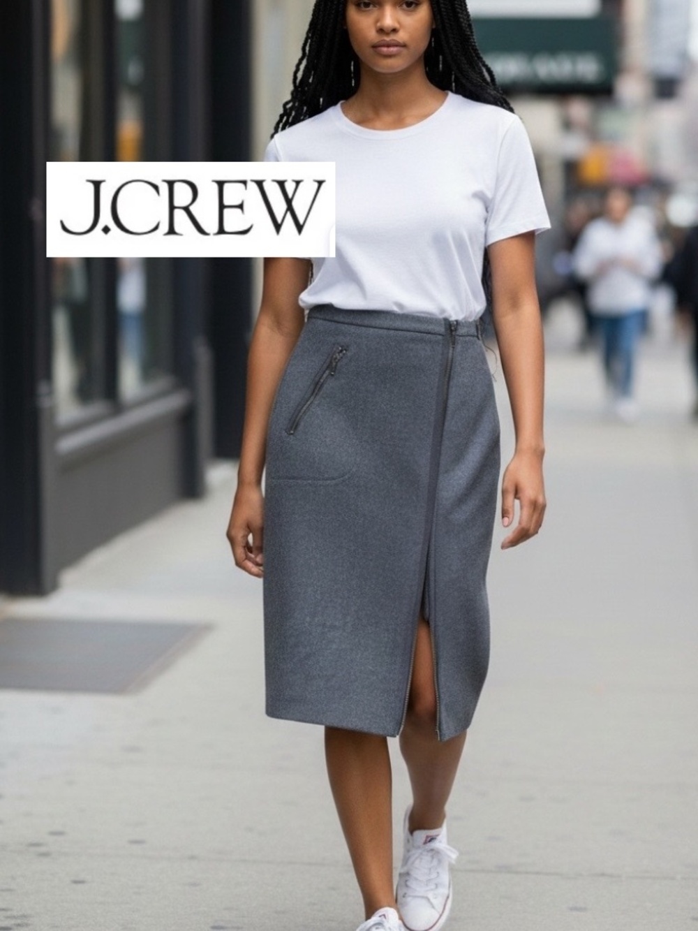 J.Crew Charcoal Wool zipper pencil skirt, 00, GD1280
